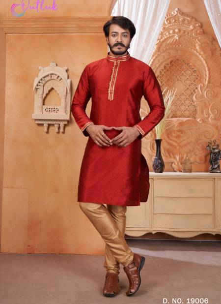 Red Colour Latest Fancy Designer Party And Function Wear Traditional Jacquard Silk Kurta Churidar Pajama Redymade Collection 19006